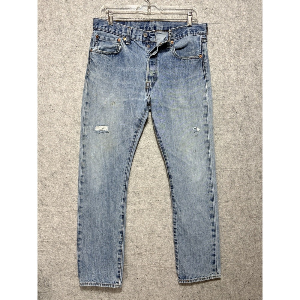 Levi's 501 Men's Jeans 32x30 Light Wash Distressed Button Fly Y2K Vintage